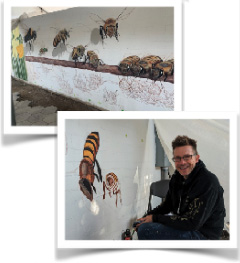Painting the Willey bee mural
